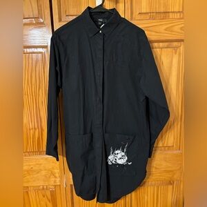 Diesel Black Button Down Shirt with Skull Design